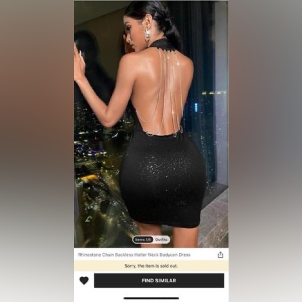 Backless black mini dress